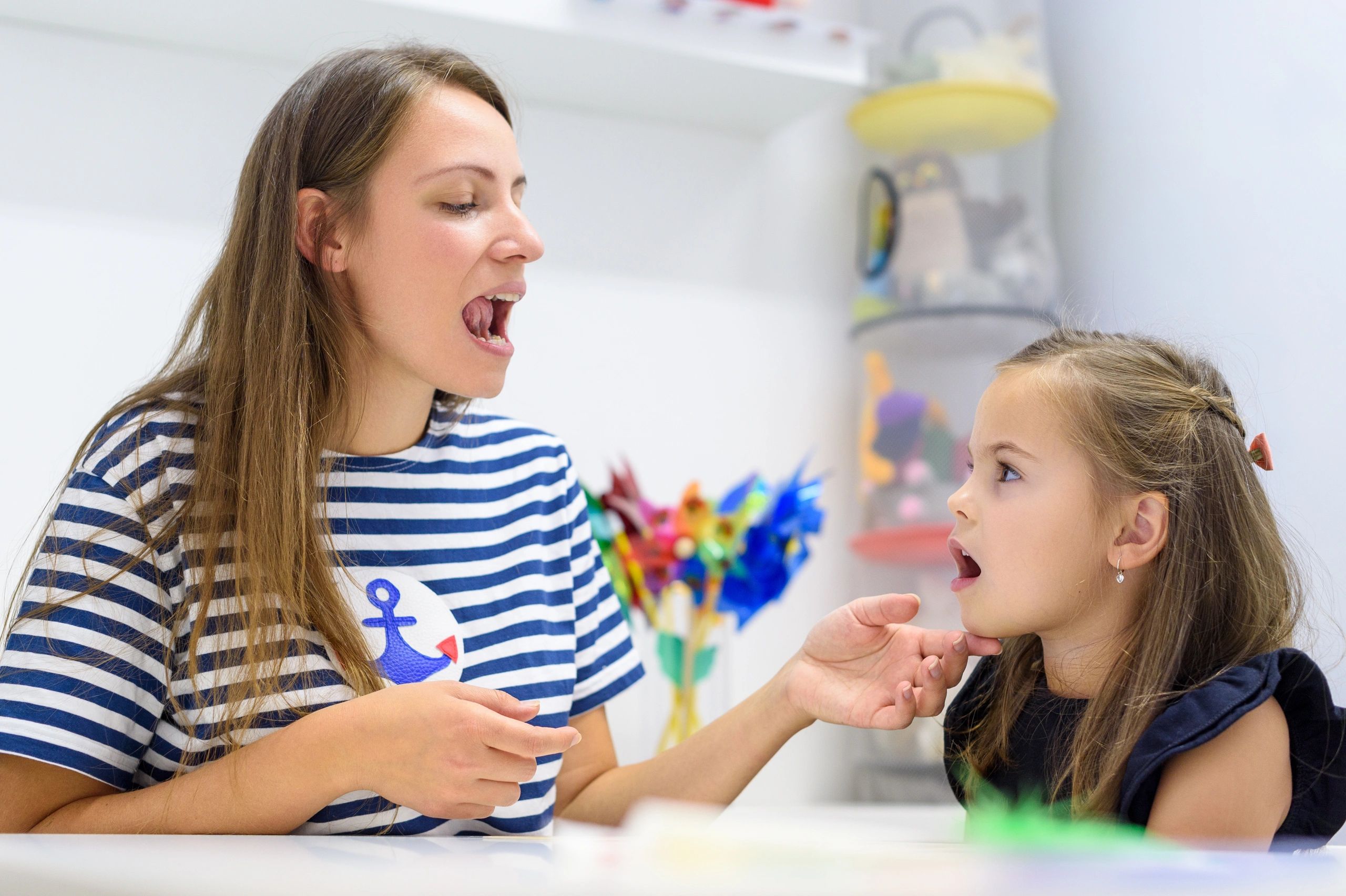 Children practicing pronunciation