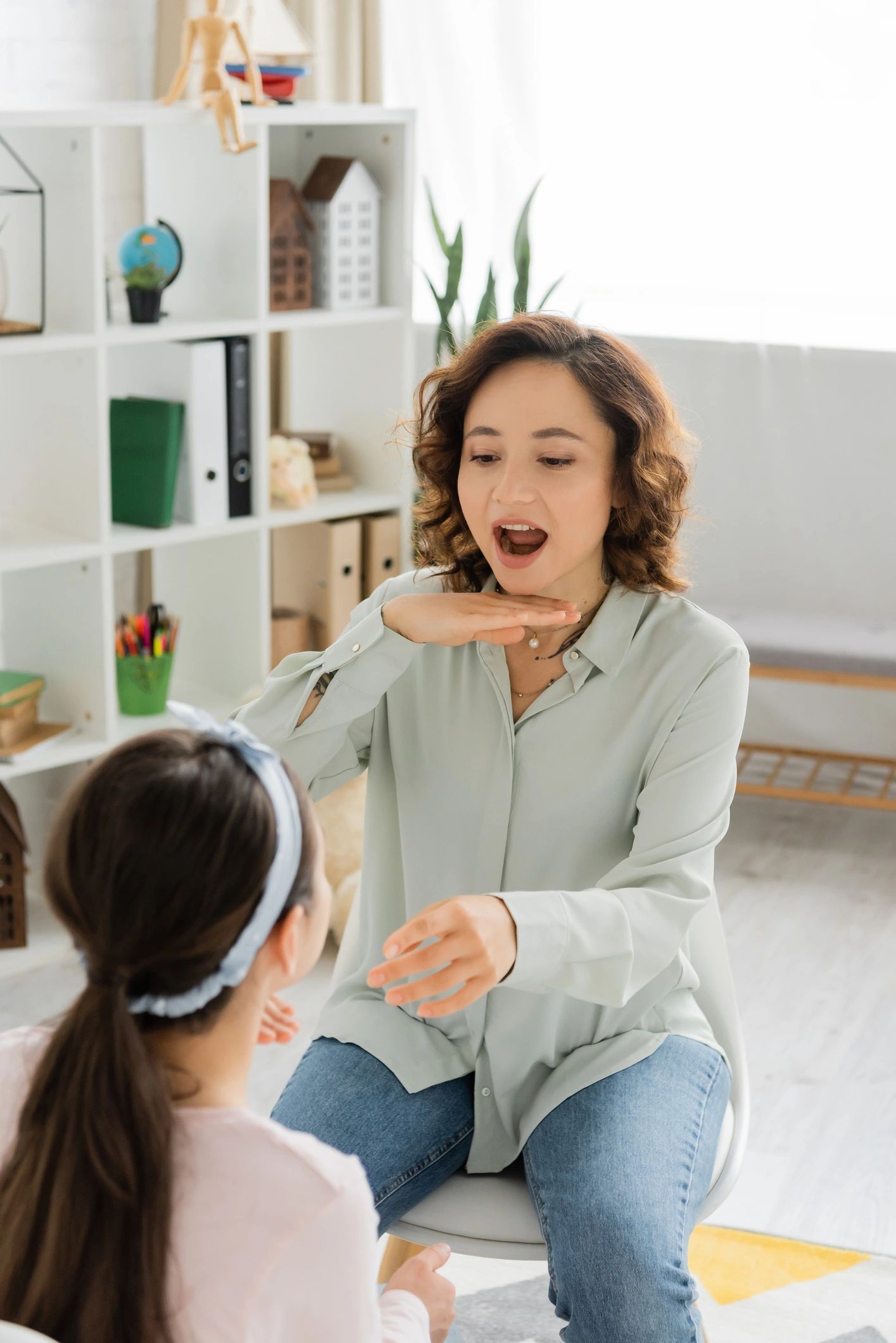 Therapist working with a child